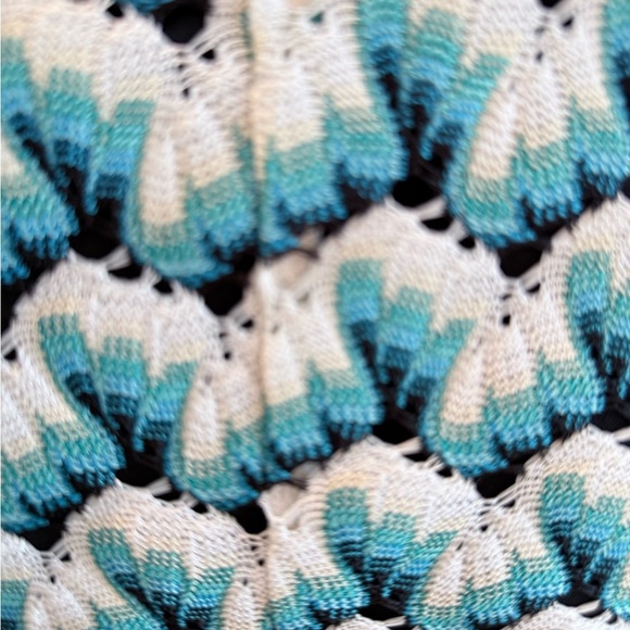 Karen Kane stretch crochet sleeveless vibrant teal and white mini dress size S - Picture 4 of 9